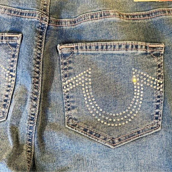 True Religion Women's Blue Pink Skinny Jeans Crystal Embellished Pockets size 30 - Picture 6 of 9
